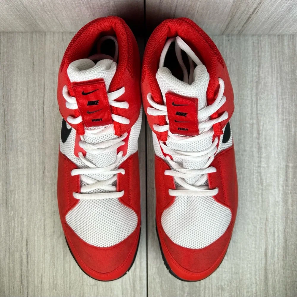 Worn 1x Nike Fury Red Wrestling/Boxing Sneaker Athletic Combat Shoe Mens Size 12